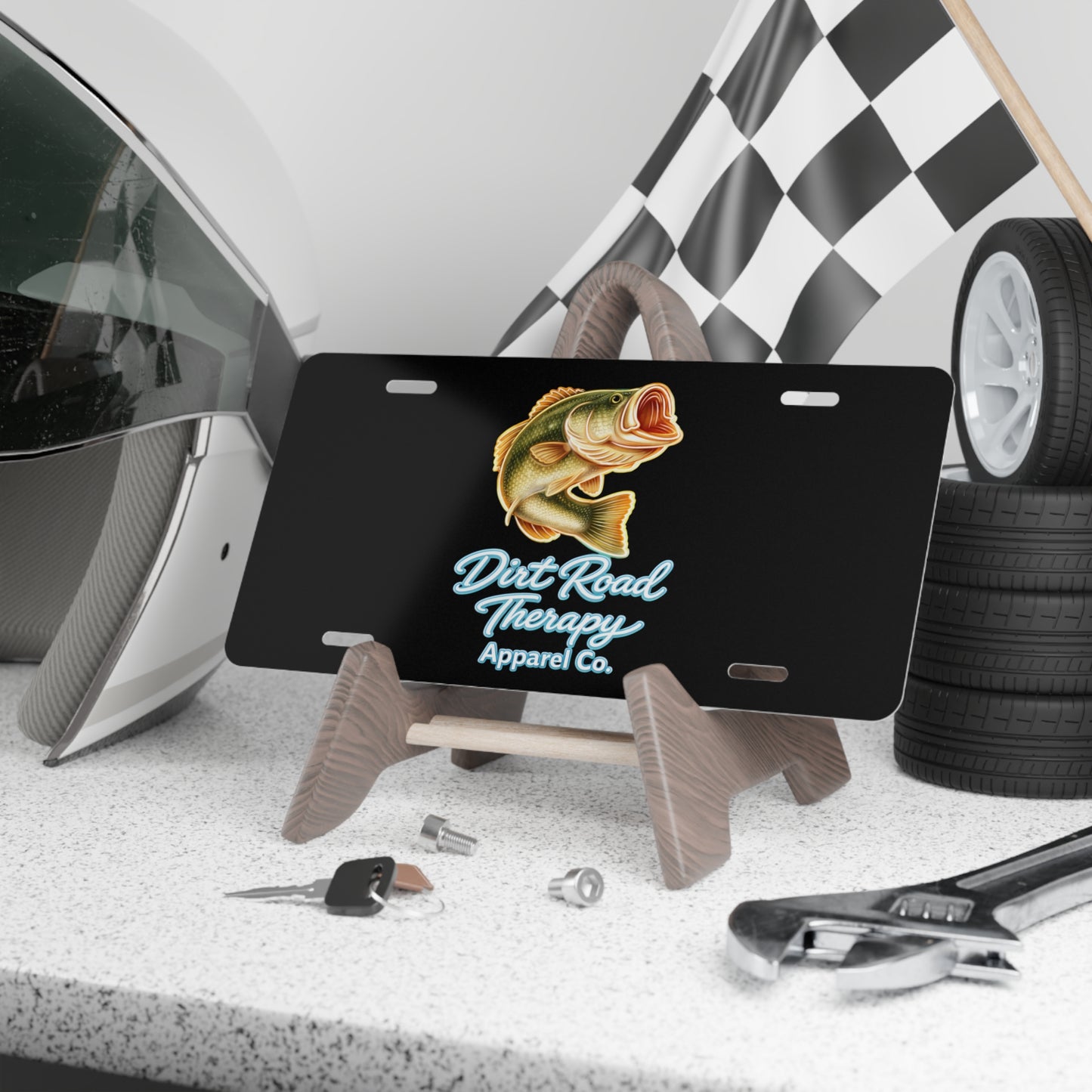 Largemouth Bass Dirt Road Therapy Vanity Plate | Fishing License Plate