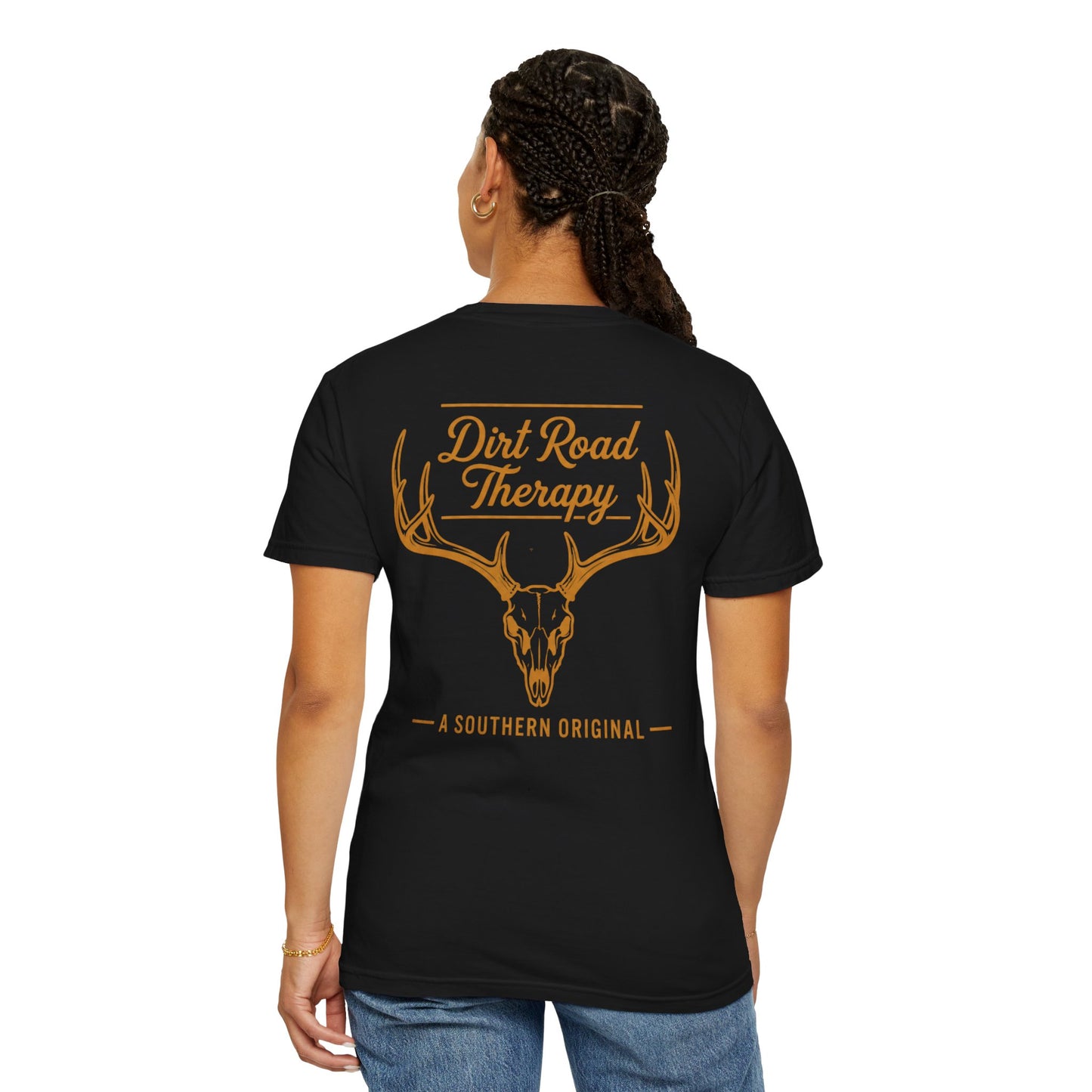Dirt Road Therapy Deer Skull Graphic Tee