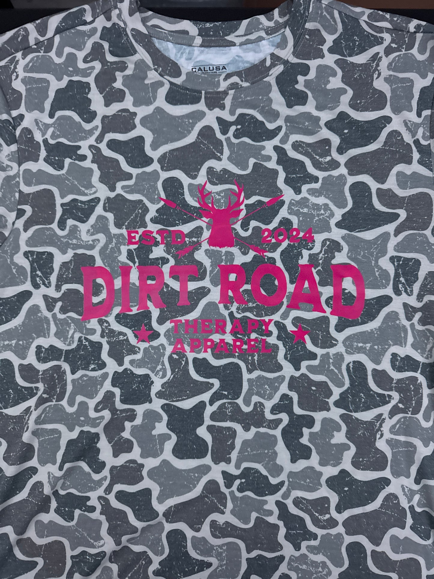 Acid washed camo pink logo T shirt