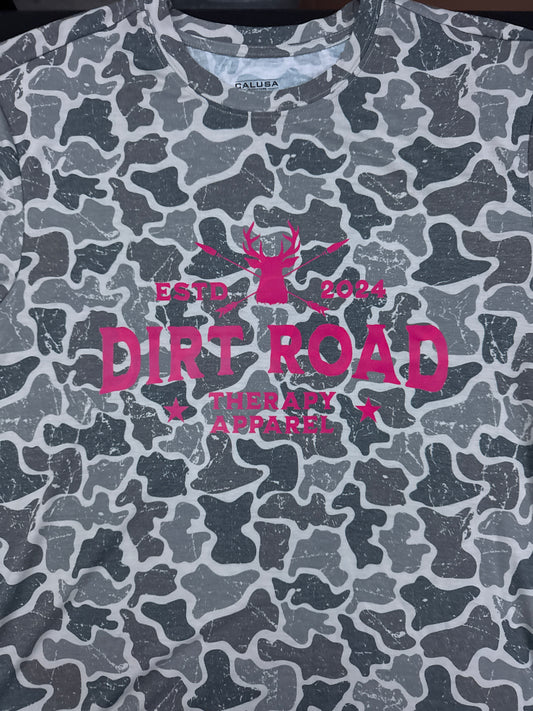 Acid washed camo pink logo T shirt