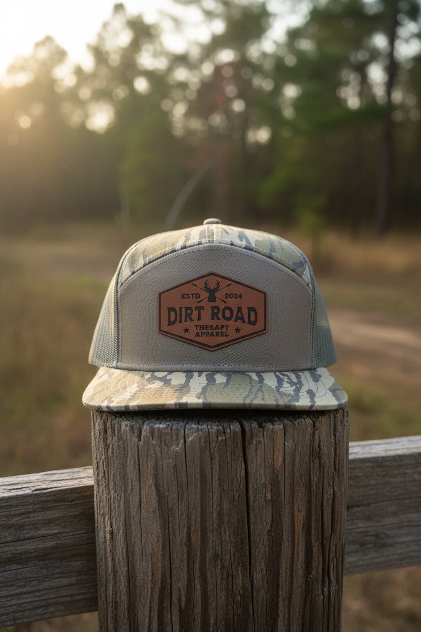 Mossy Oak original bottomland 7 panel flat bill patch hat