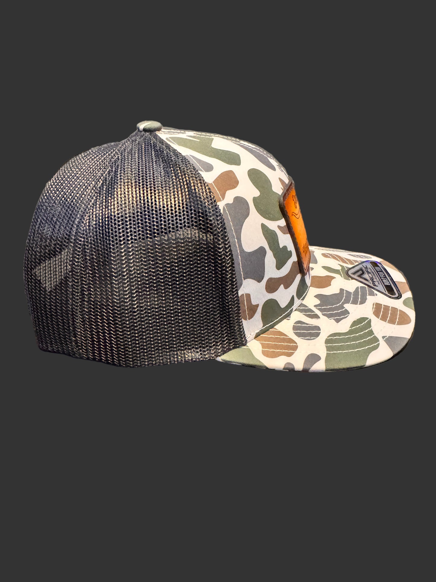 Longhorn leather patch camo SnapBack