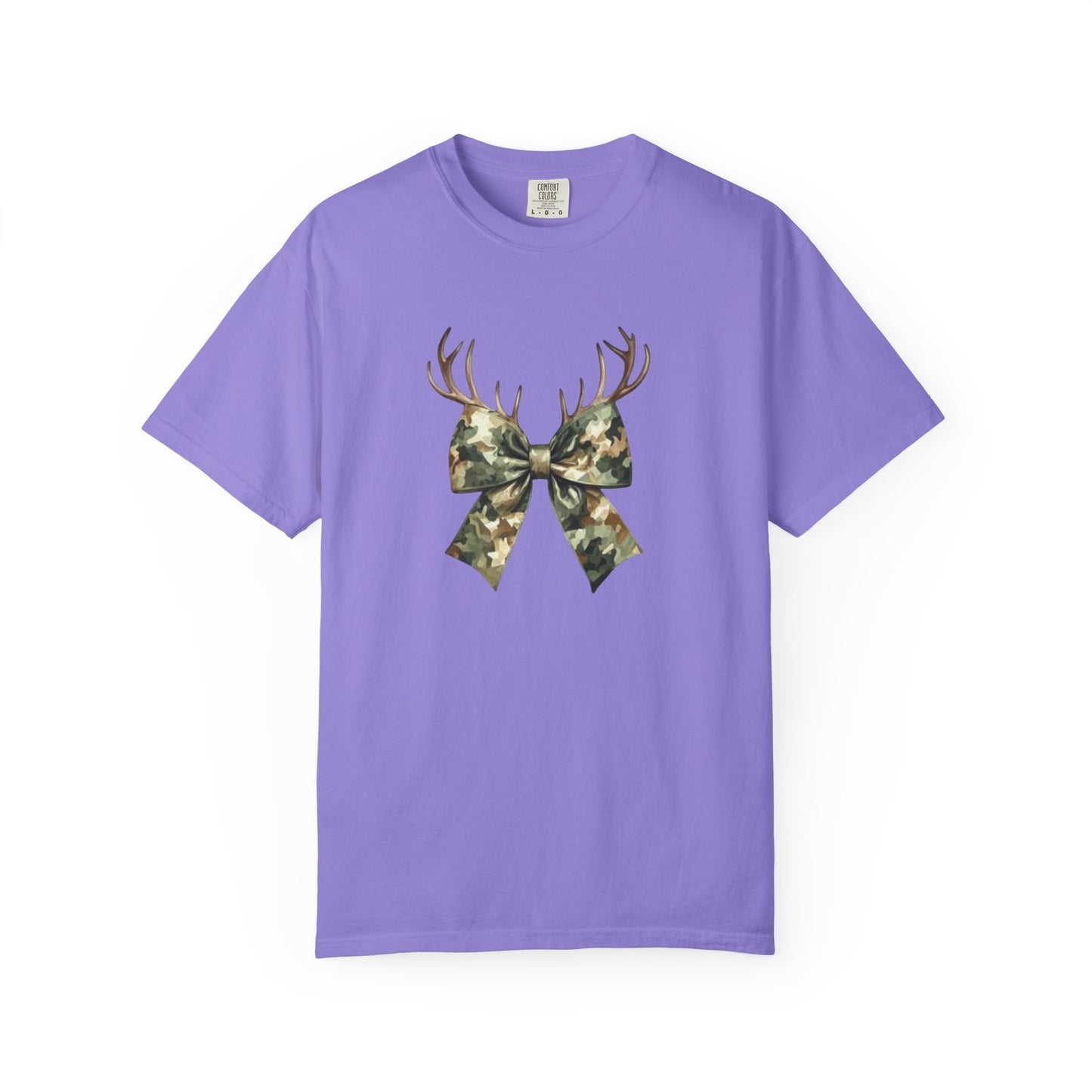 Camo Antler Bow T-Shirt — Comfort Colors Garment-Dyed