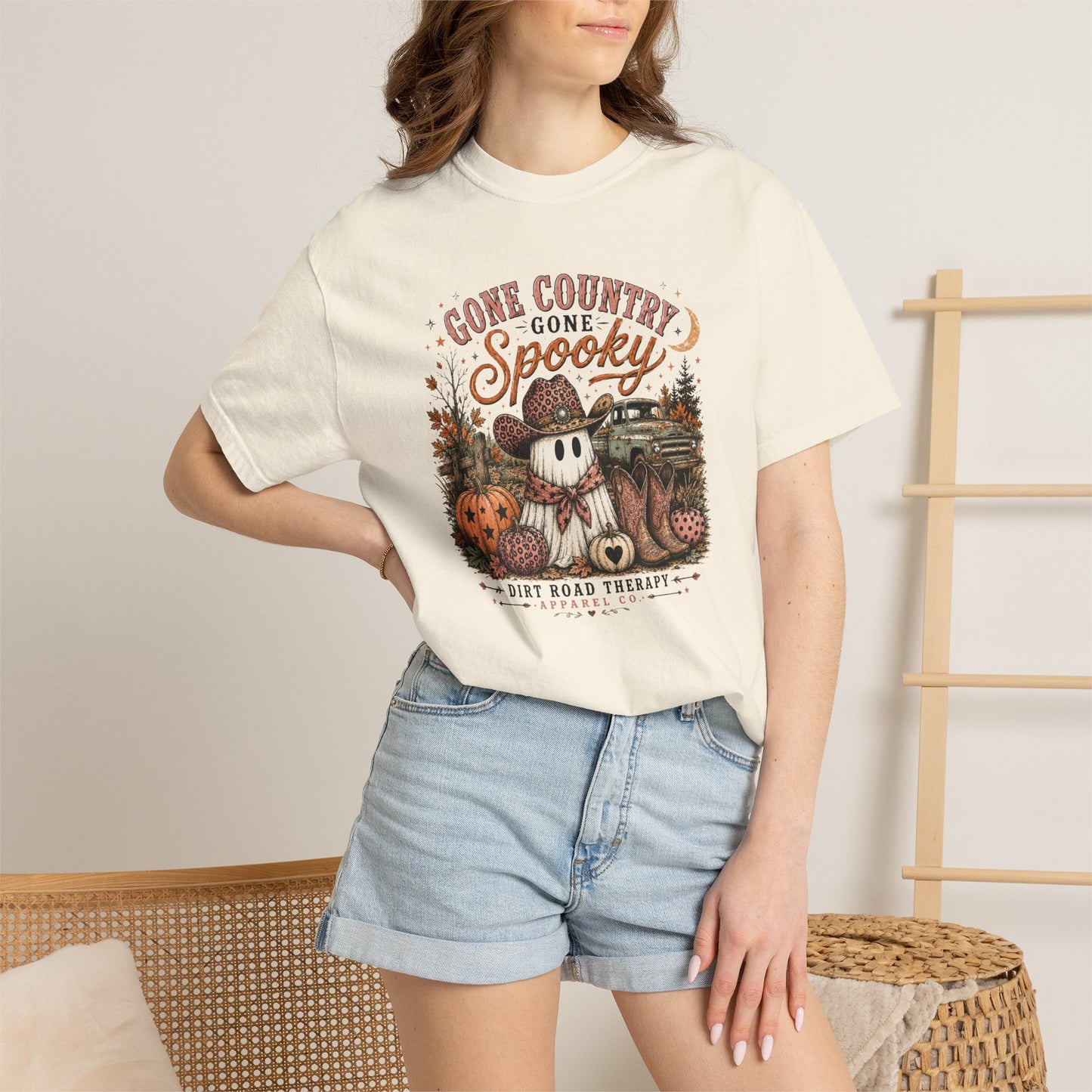 Dirt Road Therapy Gone Country Gone Spooky Halloween Graphic Tee