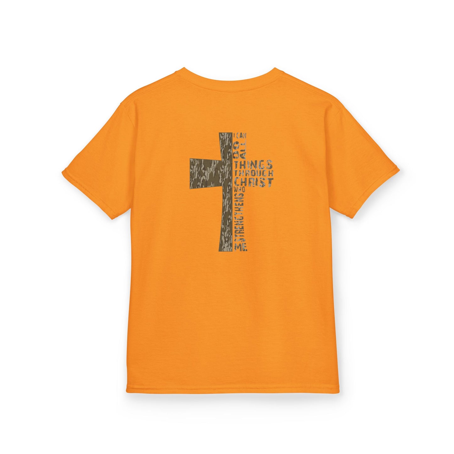 Camo Cross 'I Can Do All Things Through Christ' Christian Youth Tee