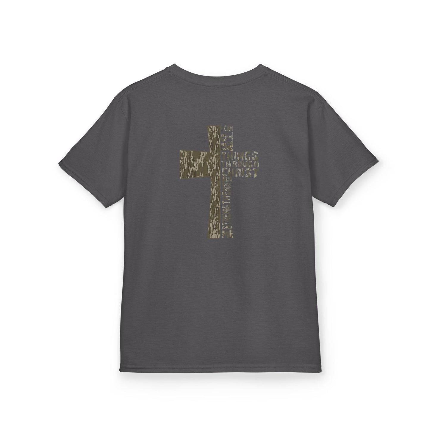 Camo Cross 'I Can Do All Things Through Christ' Christian Youth Tee
