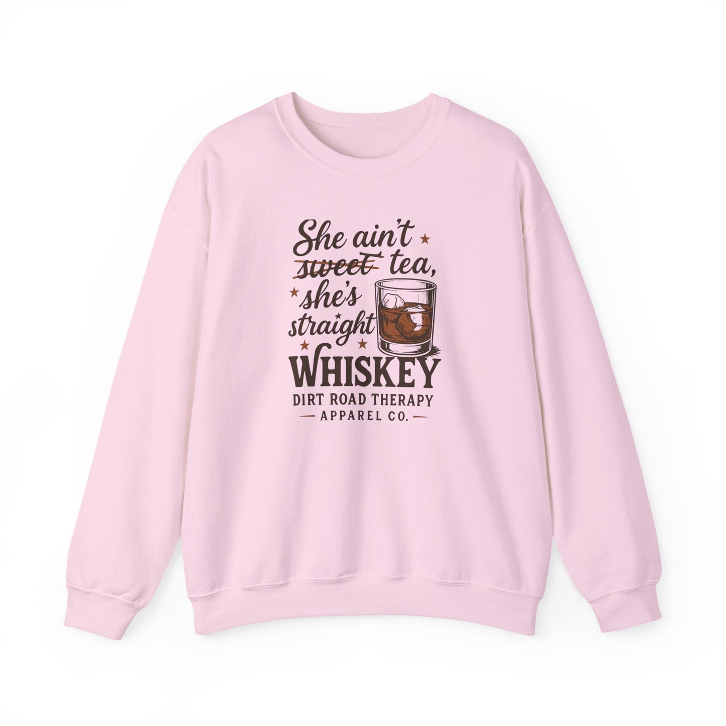 Whiskey Crewneck Sweatshirt - "She Ain't Sweet Tea, She's Straight Whiskey" Retro Country Graphic