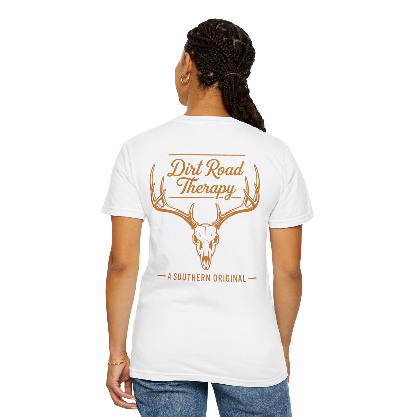 Dirt Road Therapy Deer Skull Graphic Tee
