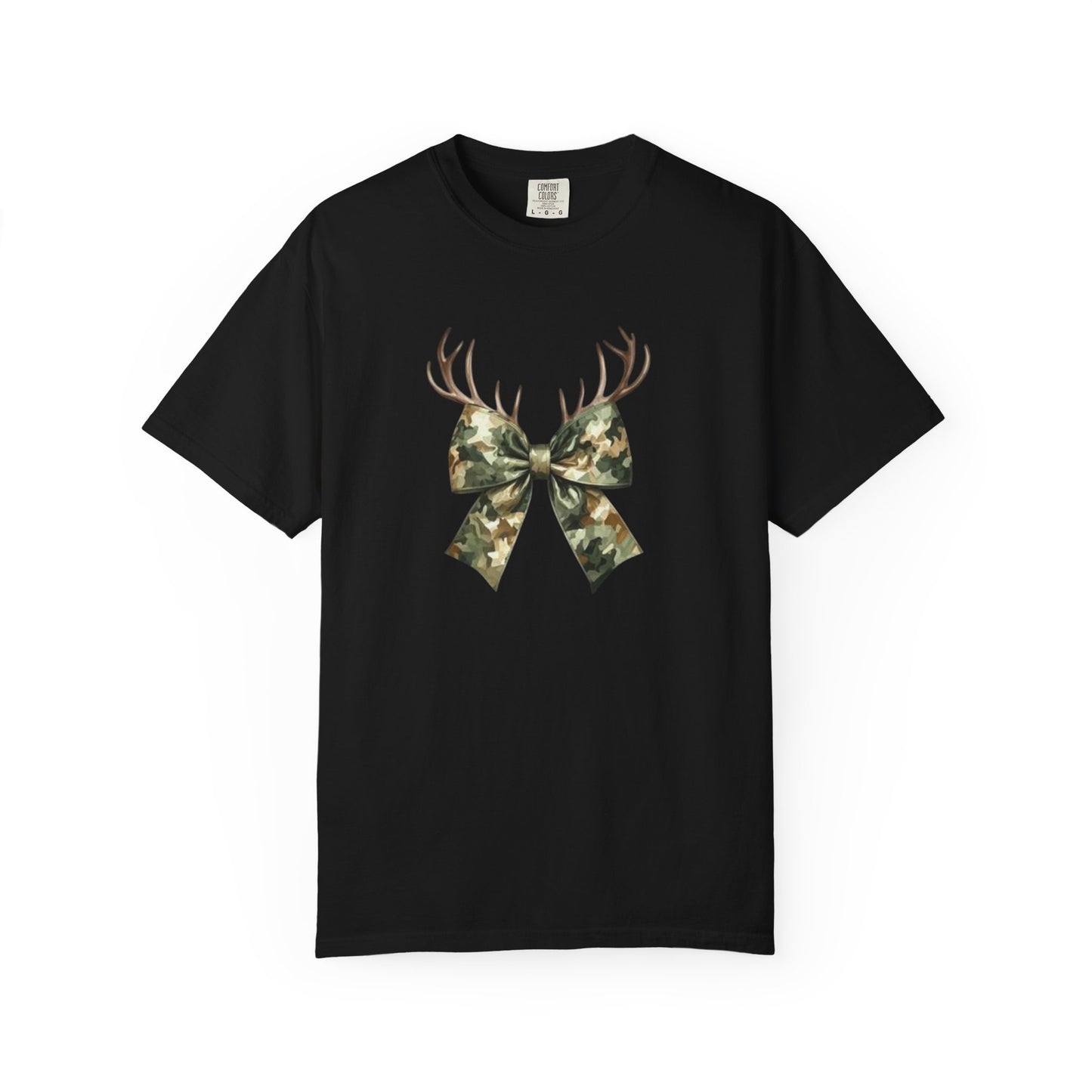 Camo Antler Bow T-Shirt — Comfort Colors Garment-Dyed