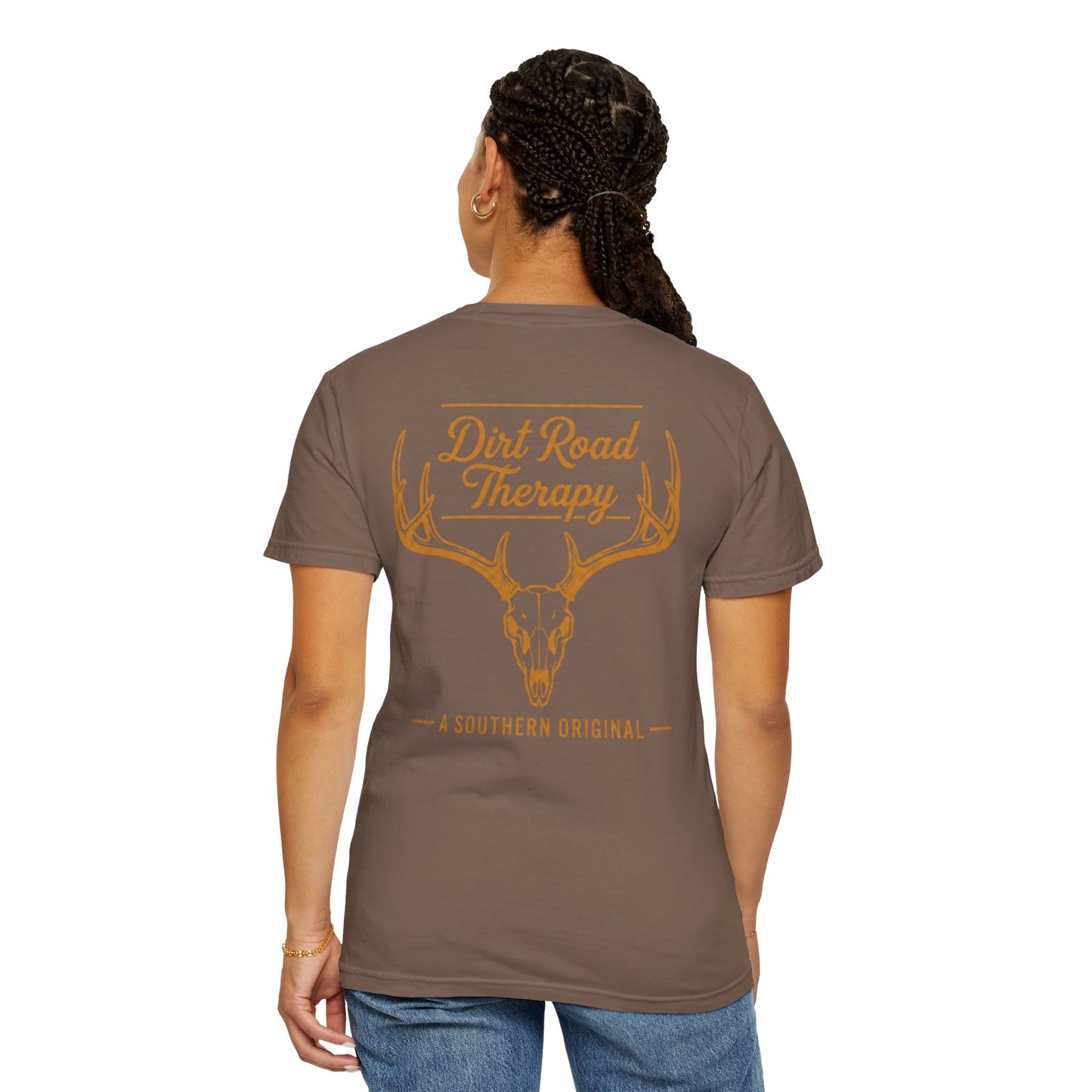 Dirt Road Therapy Deer Skull Graphic Tee