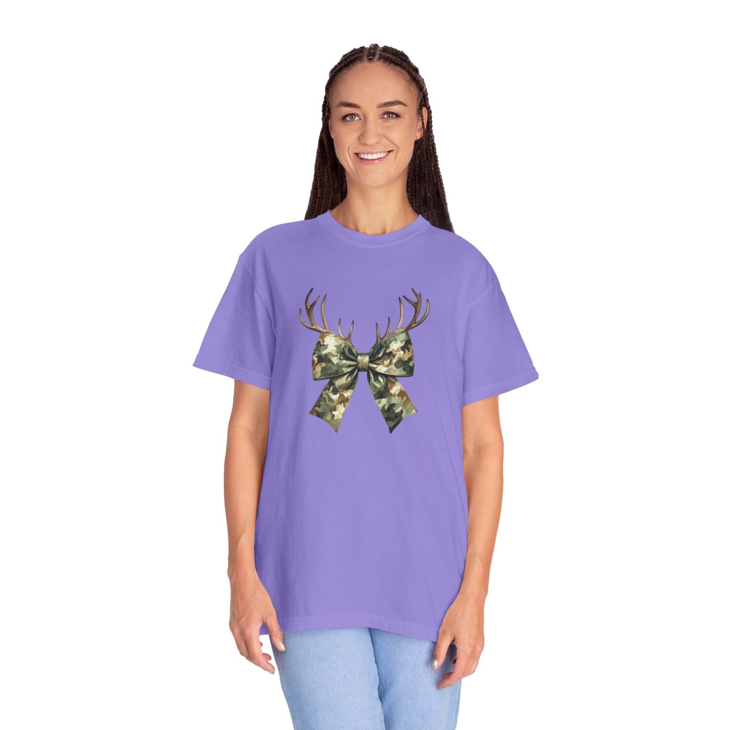 Camo Antler Bow T-Shirt — Comfort Colors Garment-Dyed