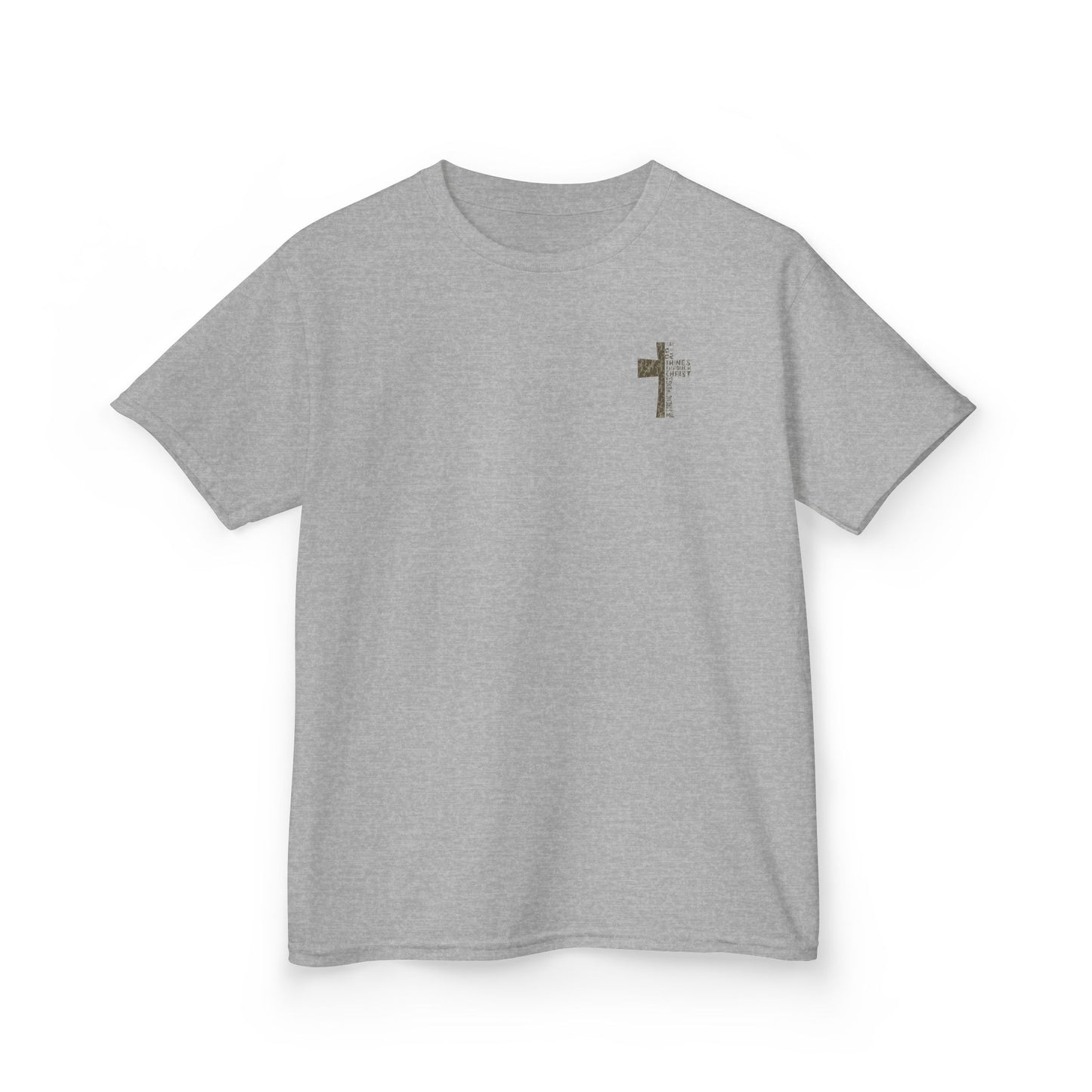 Camo Cross 'I Can Do All Things Through Christ' Christian Youth Tee