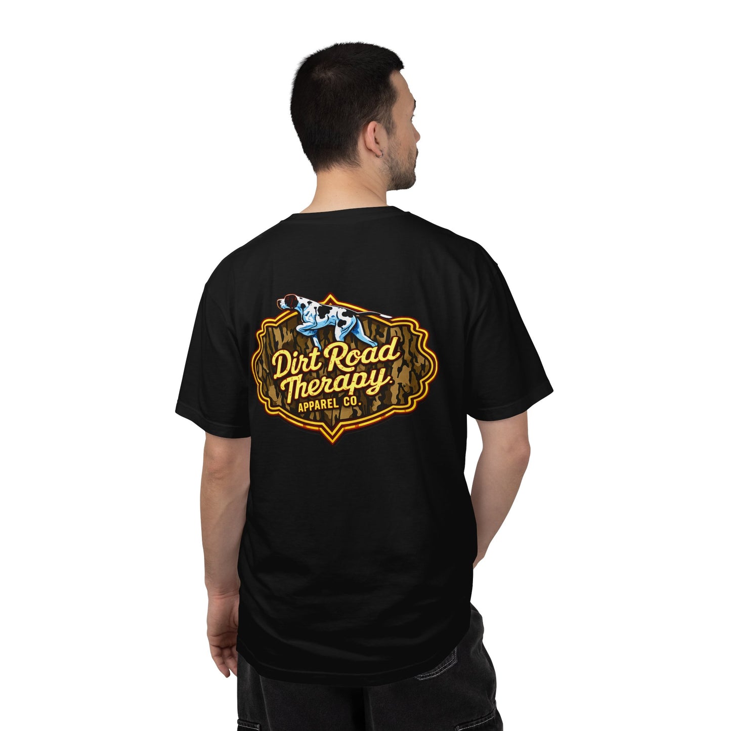 Dirt Road Therapy German Short Haired Pointer and camo Logo T-shirt