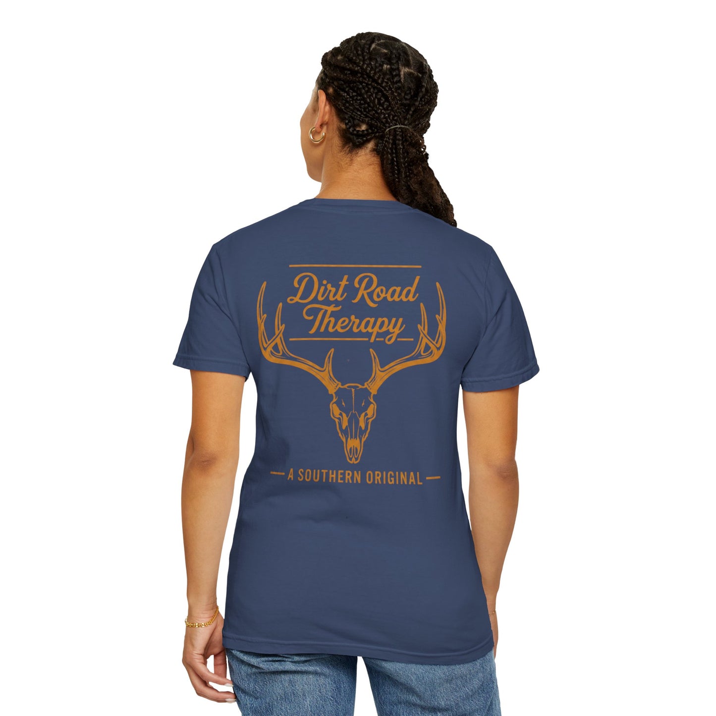 Dirt Road Therapy Deer Skull Graphic Tee