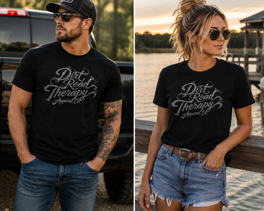 Dirt Road Therapy Apparel Co. Smoke Script T-Shirt | Gildan Softstyle 64000 | Country Lifestyle Graphic Tee