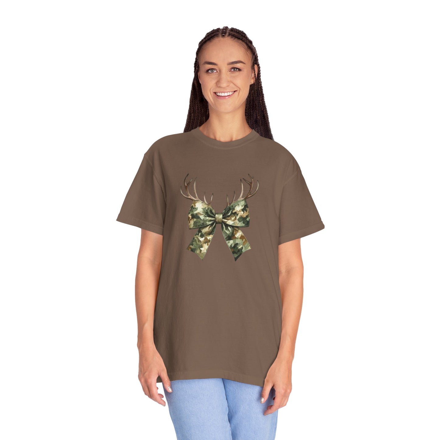Camo Antler Bow T-Shirt — Comfort Colors Garment-Dyed