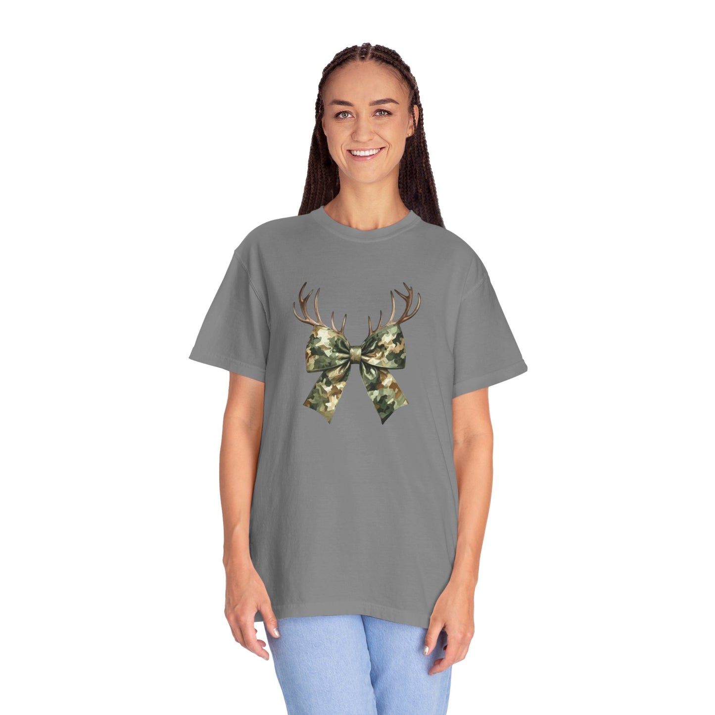 Camo Antler Bow T-Shirt — Comfort Colors Garment-Dyed