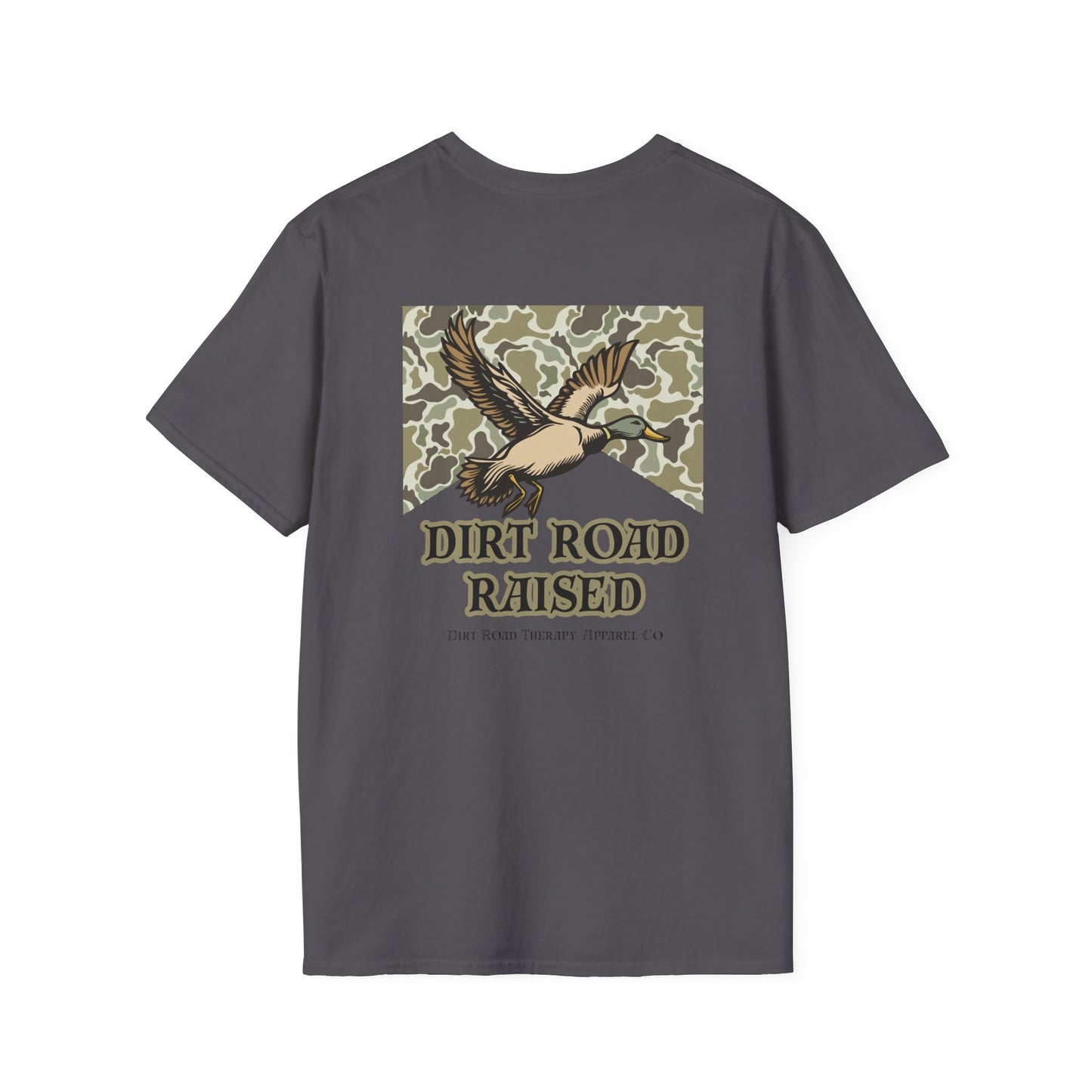 Dirt Road Raised T-Shirt | Flying Duck Camo Back Graphic