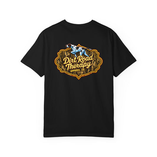 Dirt Road Therapy German Short Haired Pointer and camo Logo T-shirt