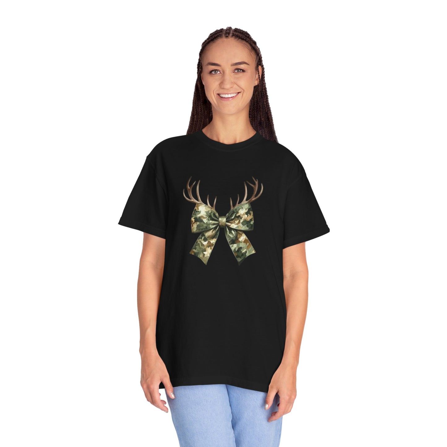 Camo Antler Bow T-Shirt — Comfort Colors Garment-Dyed