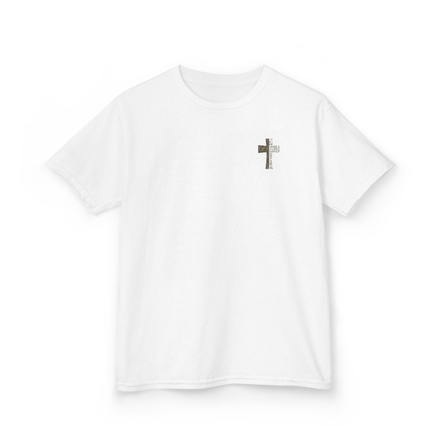 Camo Cross 'I Can Do All Things Through Christ' Christian Youth Tee