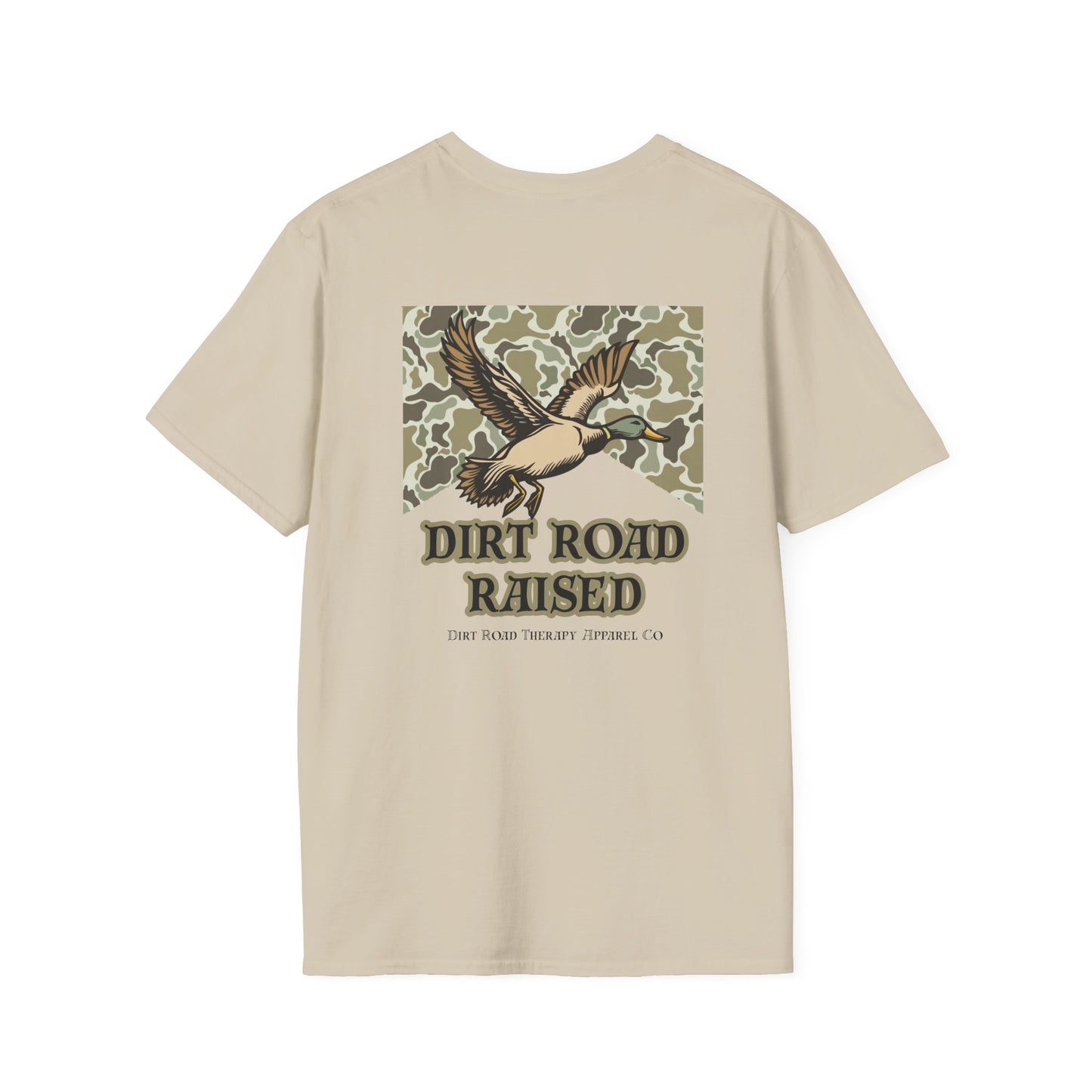 Dirt Road Raised T-Shirt | Flying Duck Camo Back Graphic