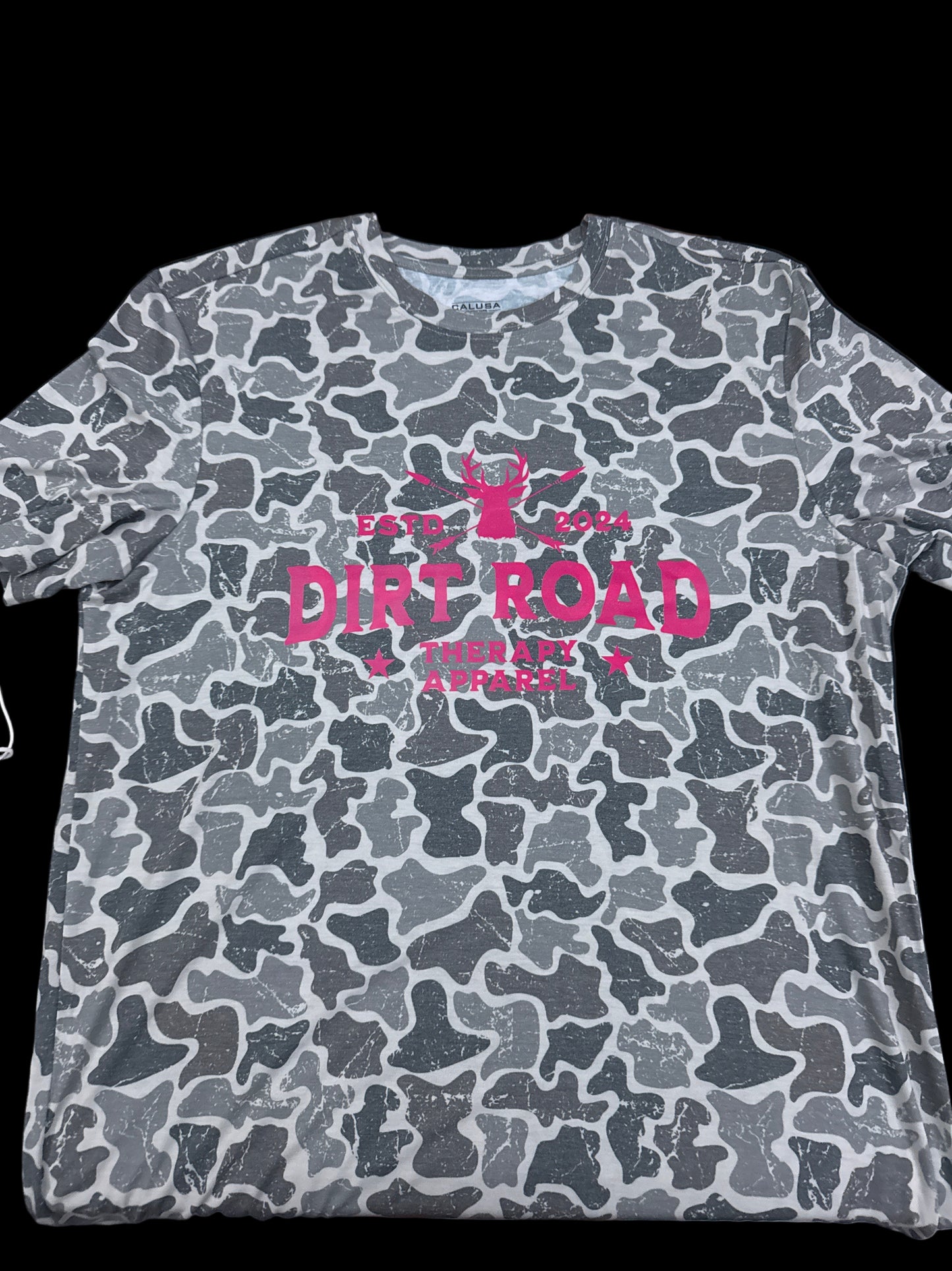 Acid washed camo pink logo T shirt