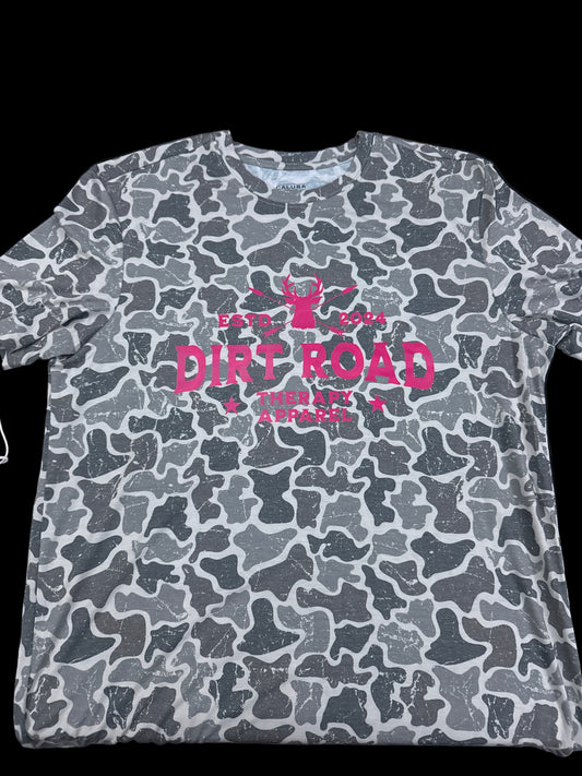 Acid washed camo pink logo T shirt