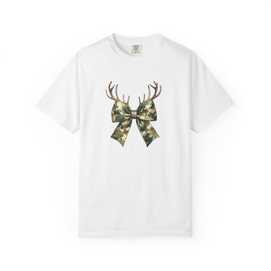 Camo Antler Bow T-Shirt — Comfort Colors Garment-Dyed