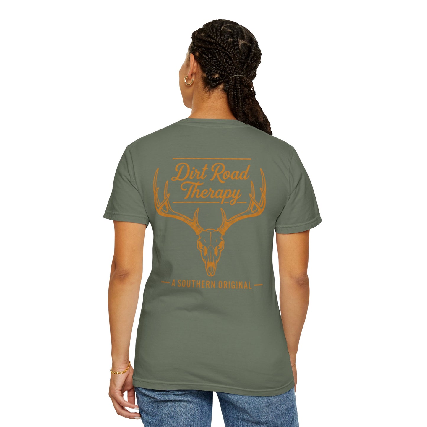Dirt Road Therapy Deer Skull Graphic Tee