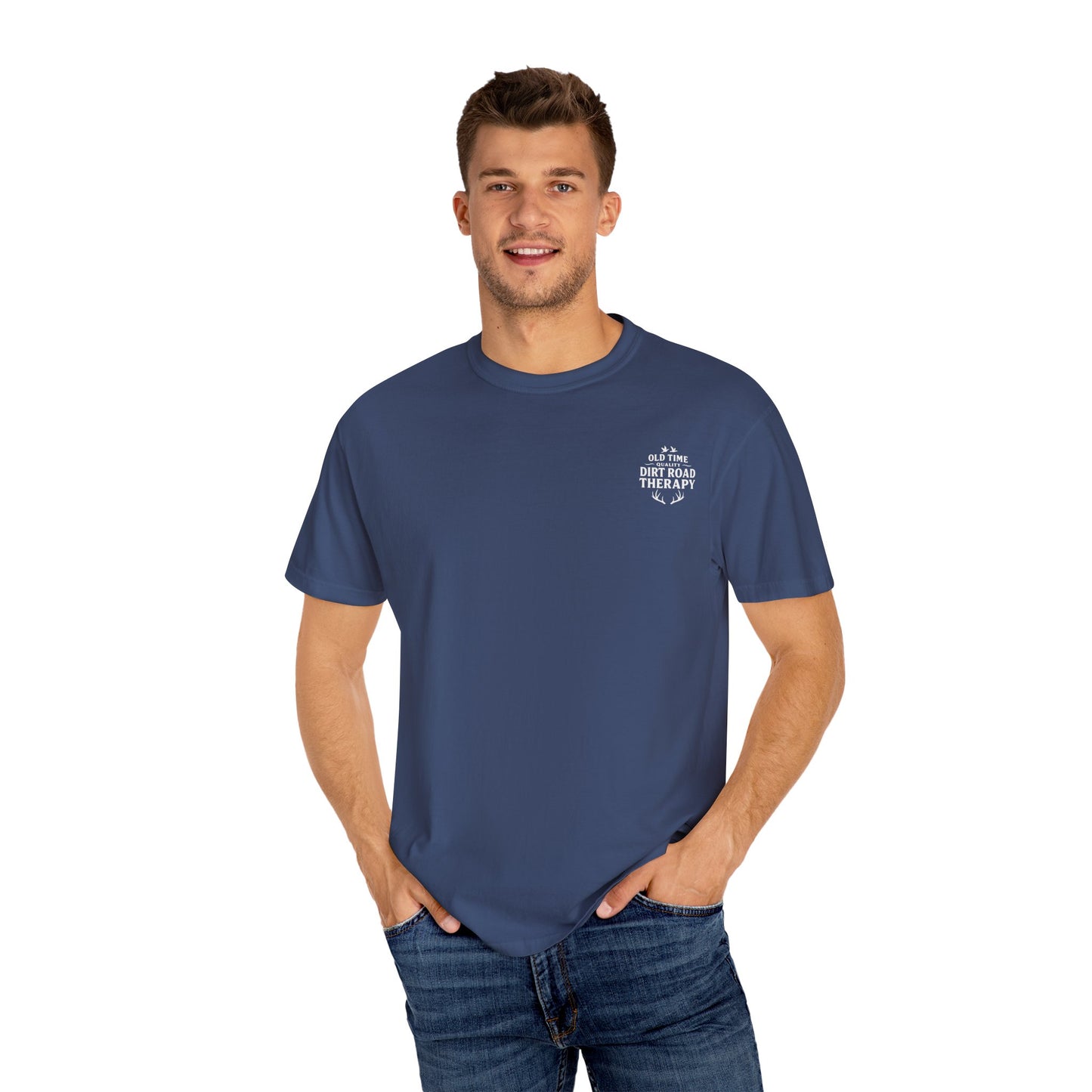 Whiskey Label Dirt Road Therapy Apparel Co Garment-Dyed T-Shirt
