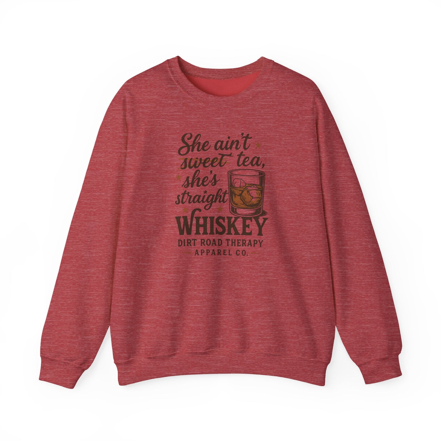 Whiskey Crewneck Sweatshirt - "She Ain't Sweet Tea, She's Straight Whiskey" Retro Country Graphic