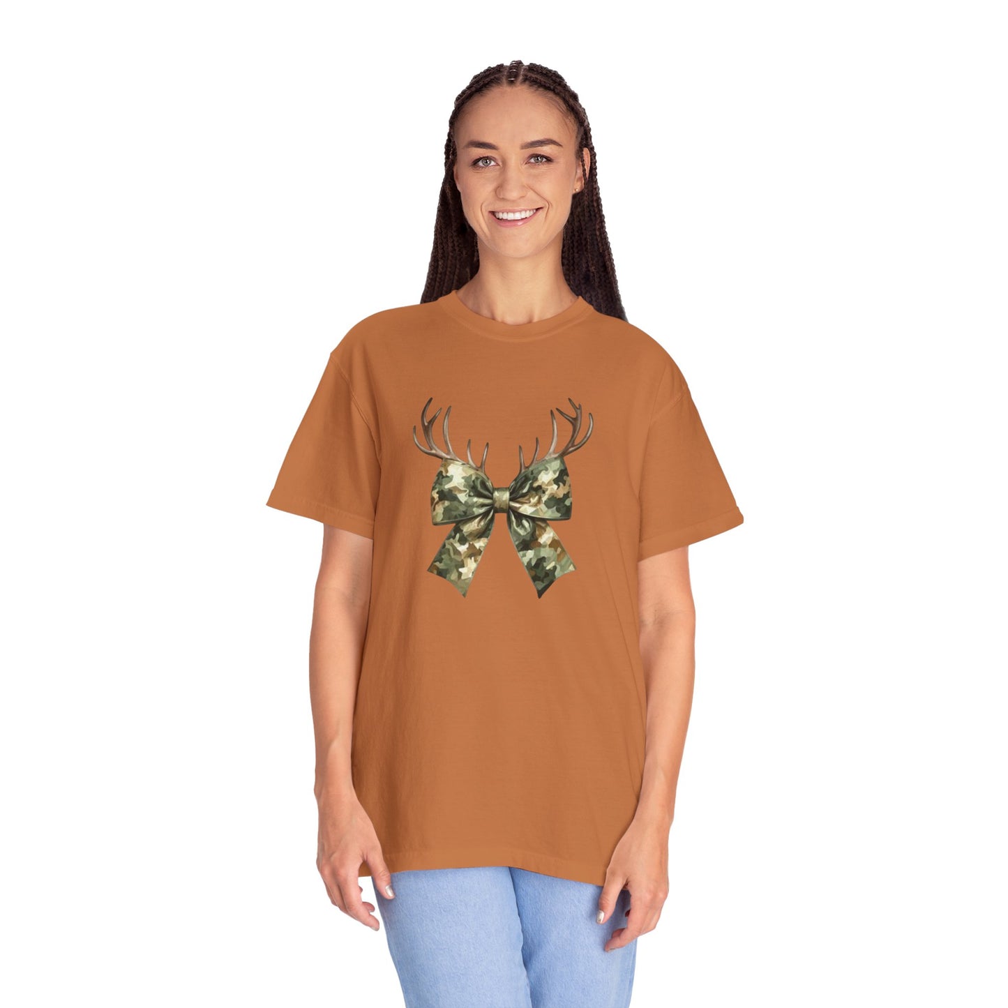 Camo Antler Bow T-Shirt — Comfort Colors Garment-Dyed