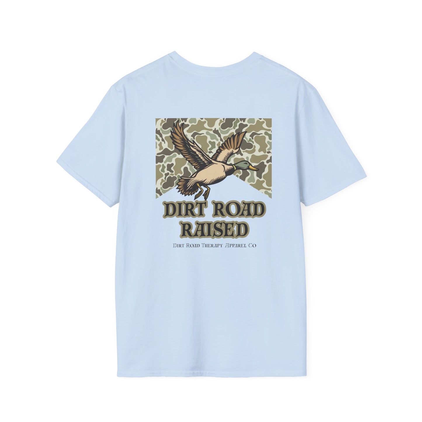 Dirt Road Raised T-Shirt | Flying Duck Camo Back Graphic