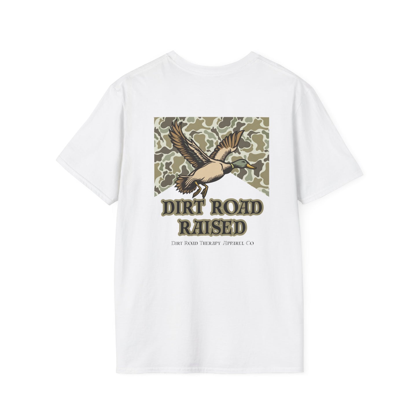 Dirt Road Raised T-Shirt | Flying Duck Camo Back Graphic