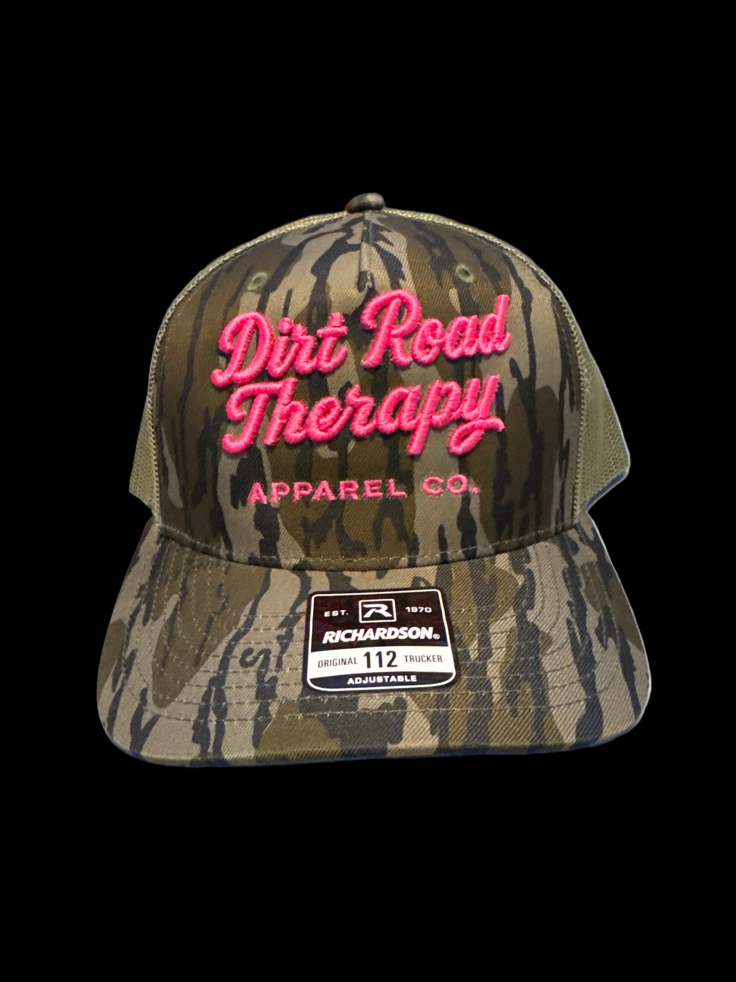 Pink & Bottomland embroidered Dirt Road Therapy Apparel Richardson 112 snap back