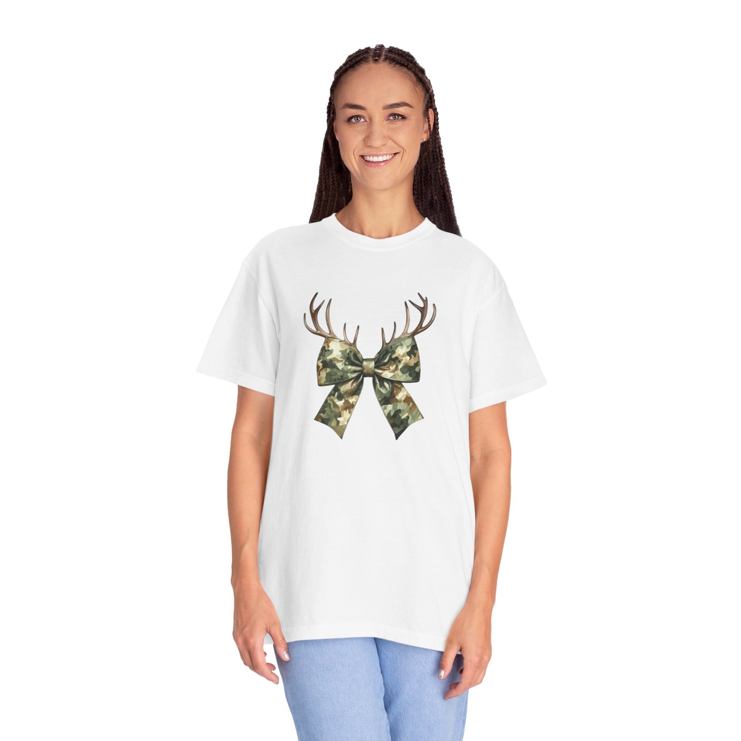 Camo Antler Bow T-Shirt — Comfort Colors Garment-Dyed