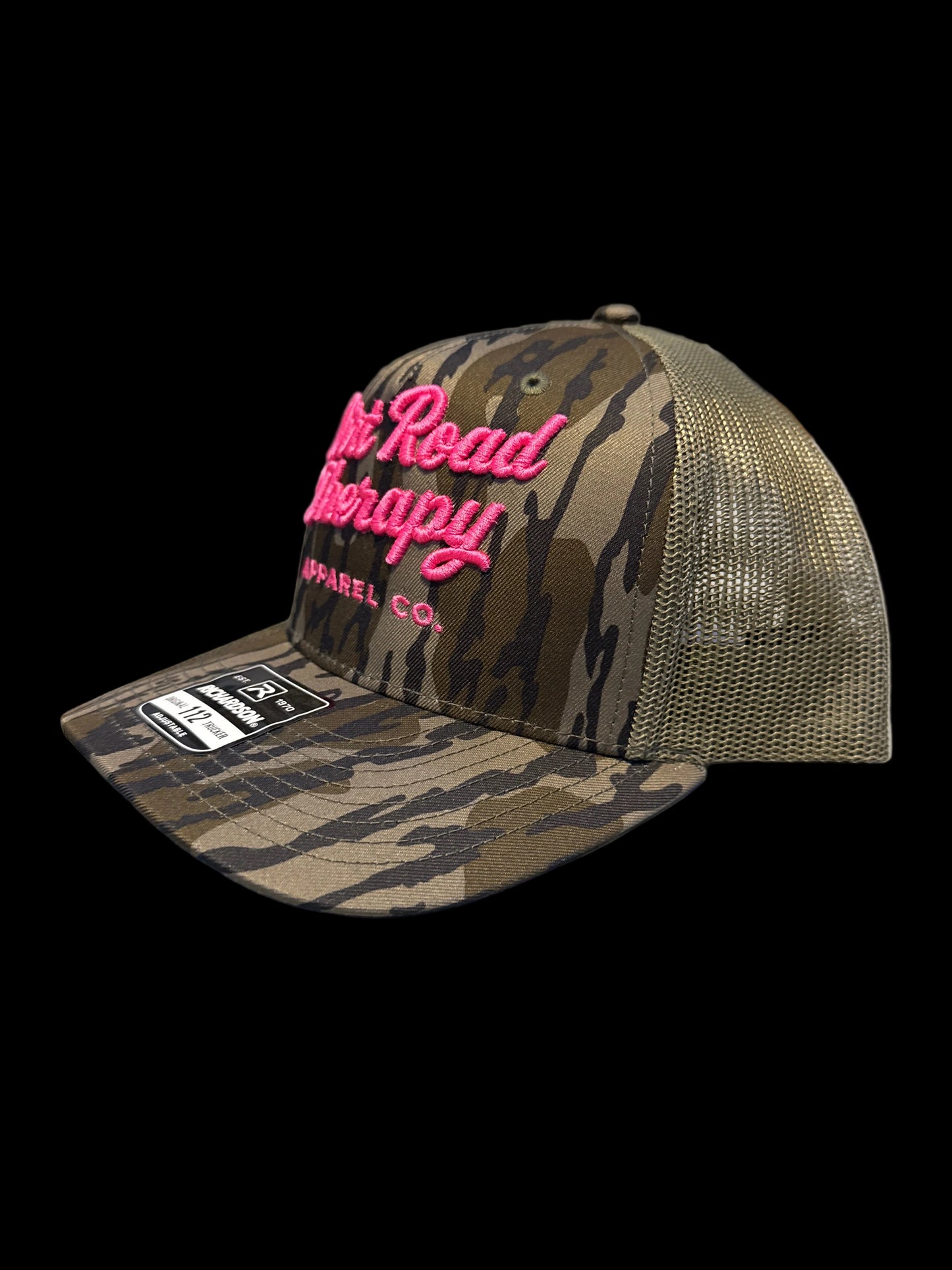 Pink & Bottomland embroidered Dirt Road Therapy Apparel Richardson 112 snap back