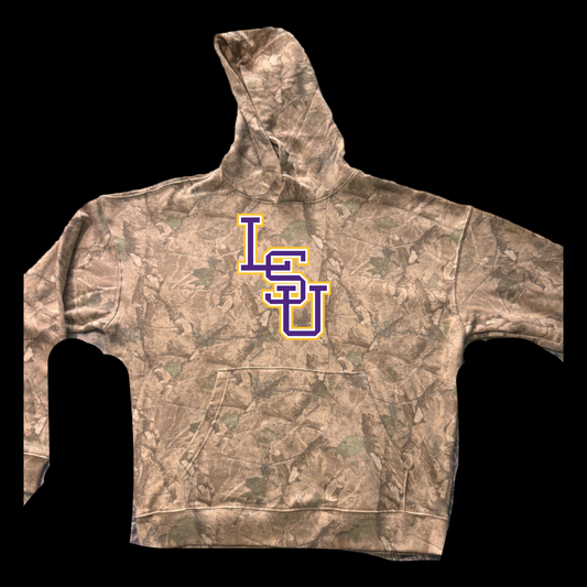Oversized camo college hoodie LSU