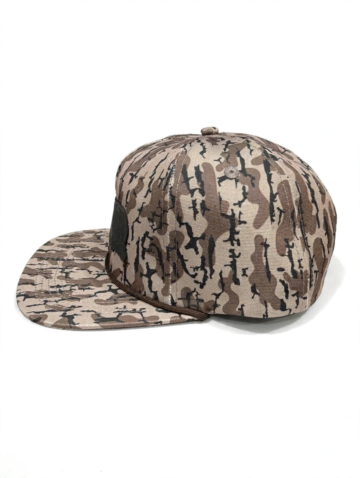 Dirt Road Therapy Camo Rope Hat – Black Leather Feather Patch