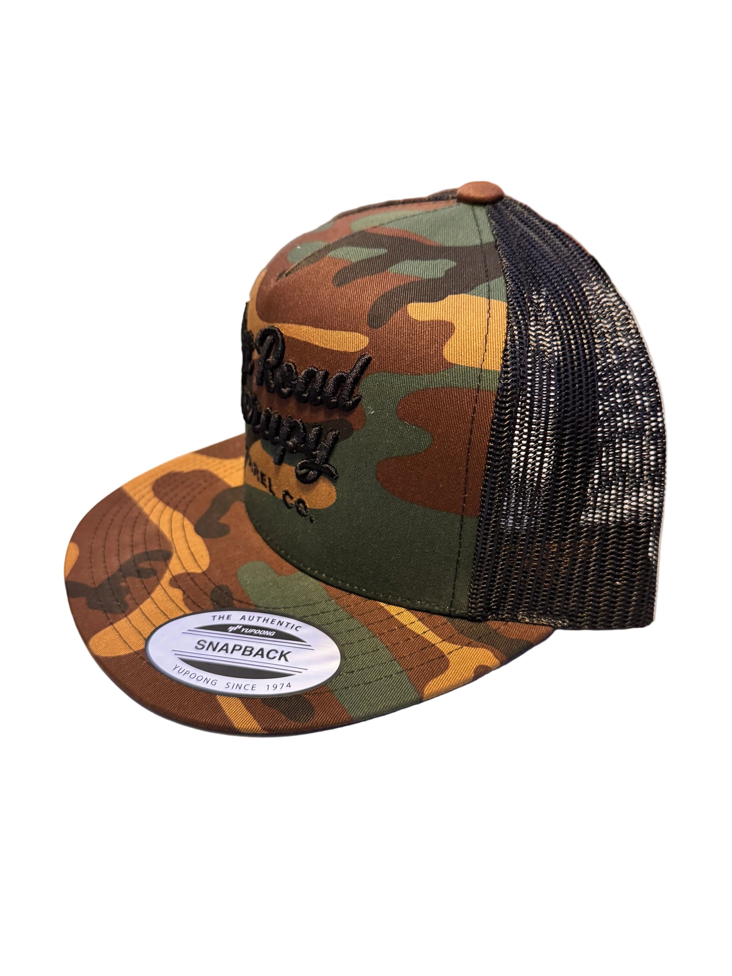 Woodland  Camo Embroidered Dirt Road Therapy Apparel Flat bill snap back