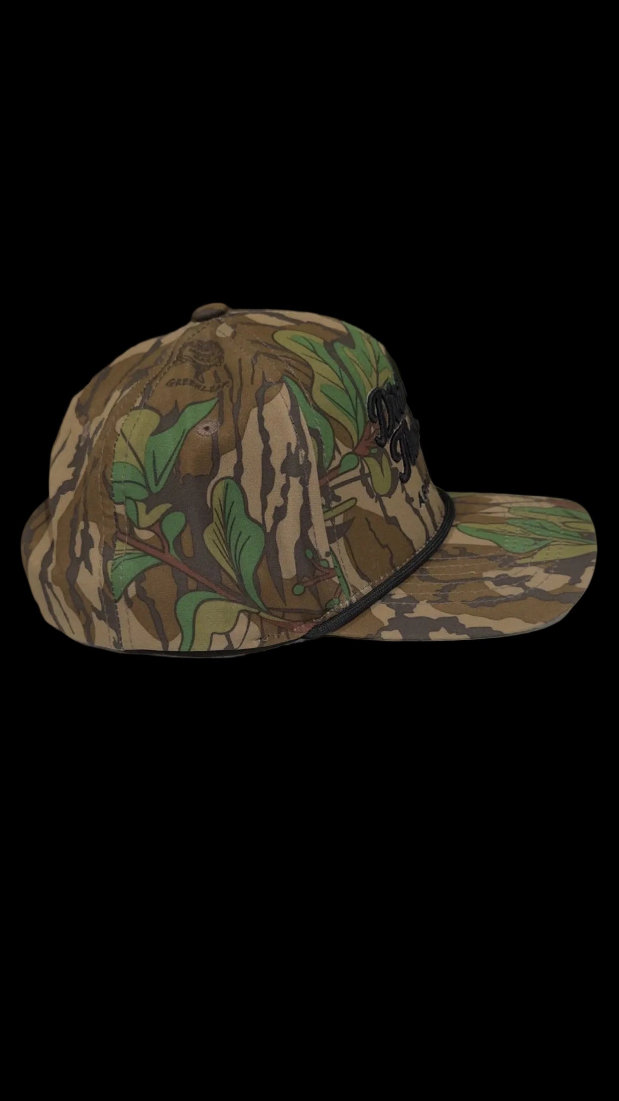 Green leaf bottomland hat with puff embroidery
