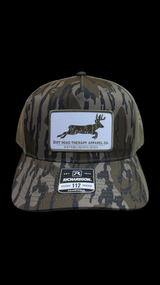 Dirt Road Therapy Apparel Co. Richardson 112PFP Mossy Oak Bottomland/Loden 5 Panel Trucker Hat