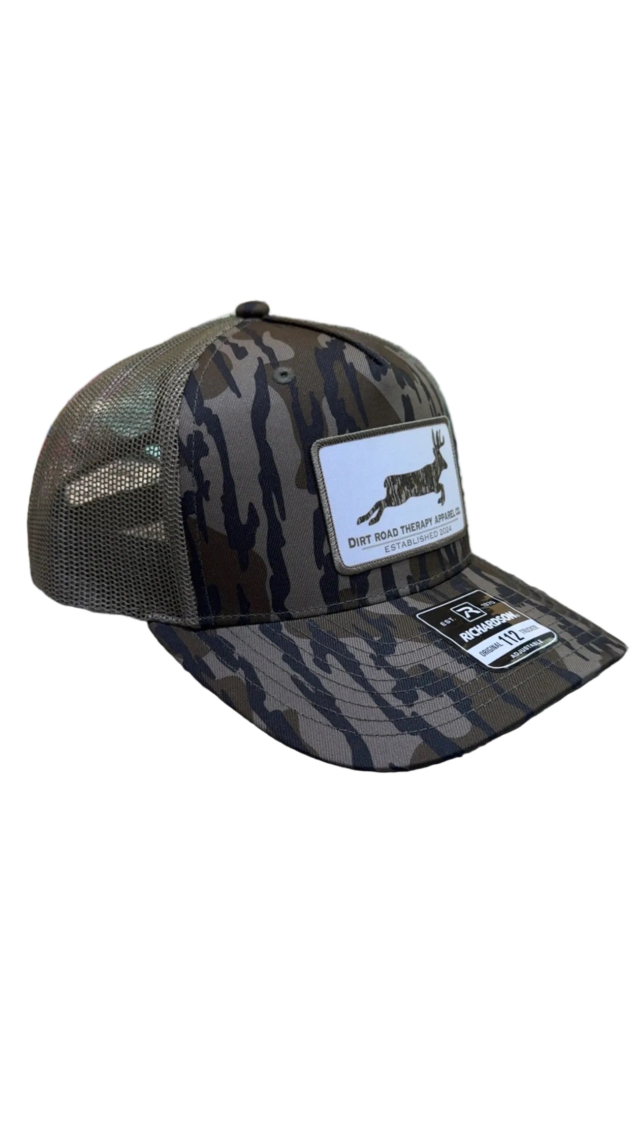 Dirt Road Therapy Apparel Co. Richardson 112PFP Mossy Oak Bottomland/Loden 5 Panel Trucker Hat