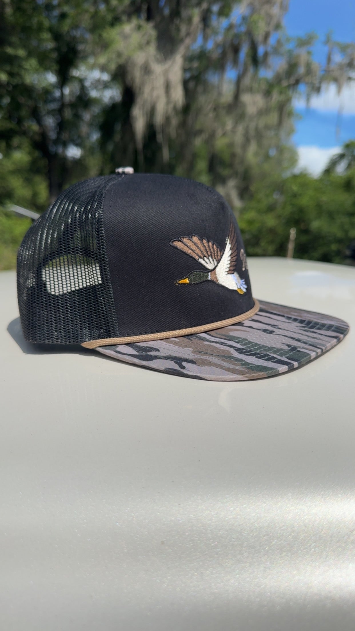 Swamp Camo and black rope hat